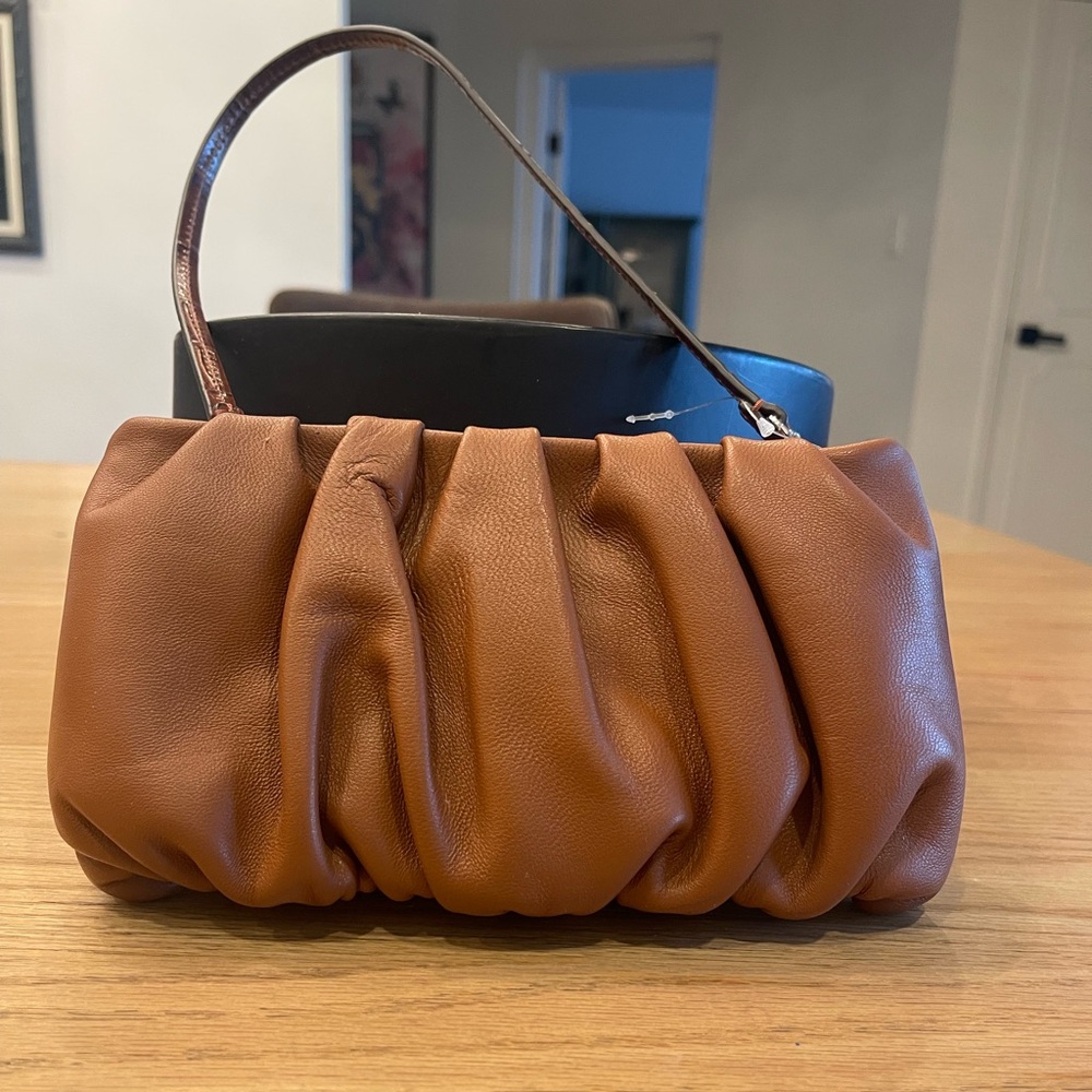STAUD Tan Leather Shoulder Bag